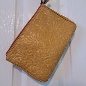 Axcess Liz Claiborne Vintage Mustard Yellow Daisy Stitched Wristlet